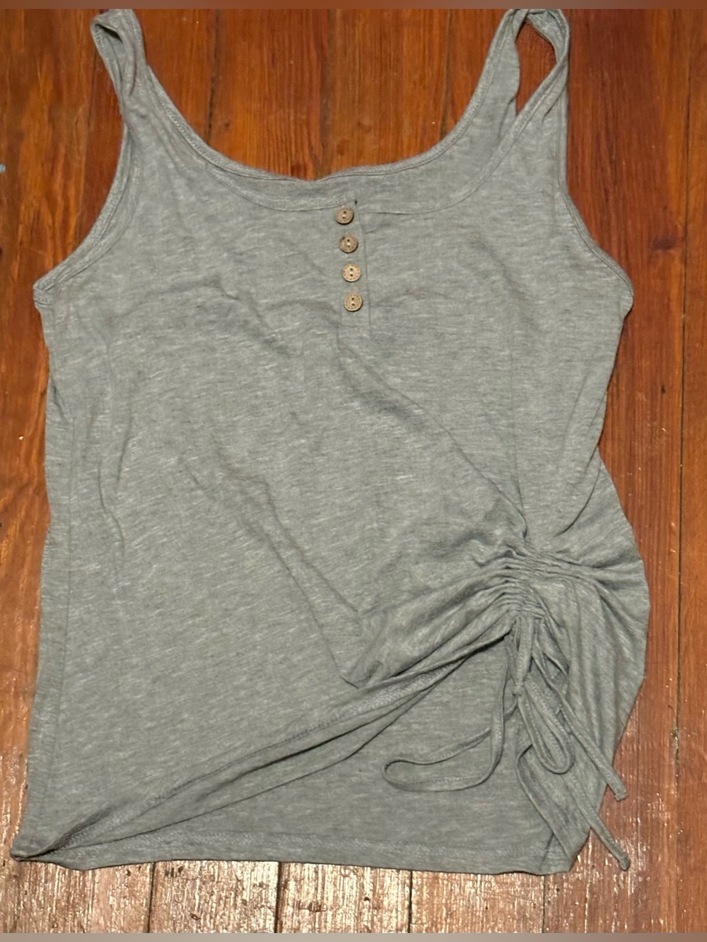 Heather Grey Side Cinched Rouched Y2K Layering Tank Top SZ. M EUC
